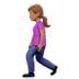 🚶🏽‍♀️ woman walking: medium skin tone display on Apple